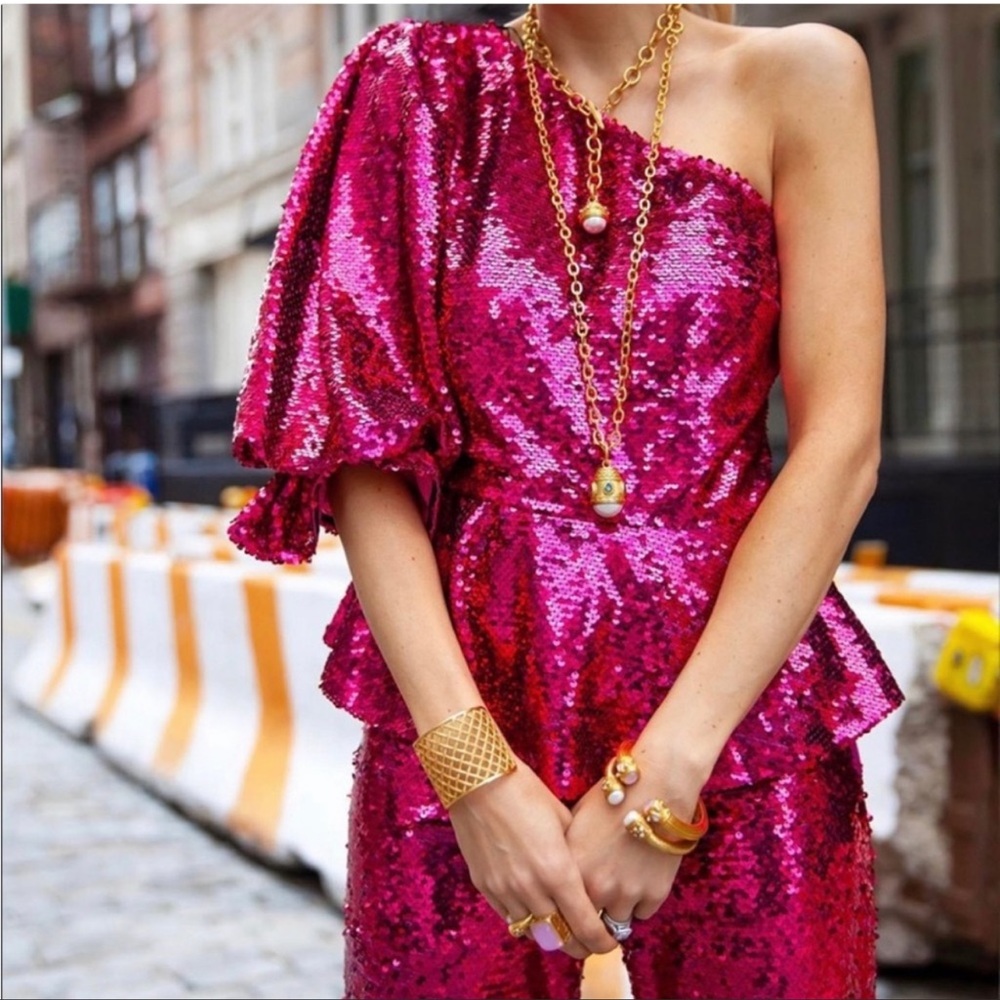 Zara limited edition asymmetrical sequin top